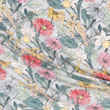 Crepe Floral Turquesa Claro - Ribes y Casals