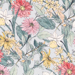 Crepe Floral Turquesa Claro - Ribes y Casals