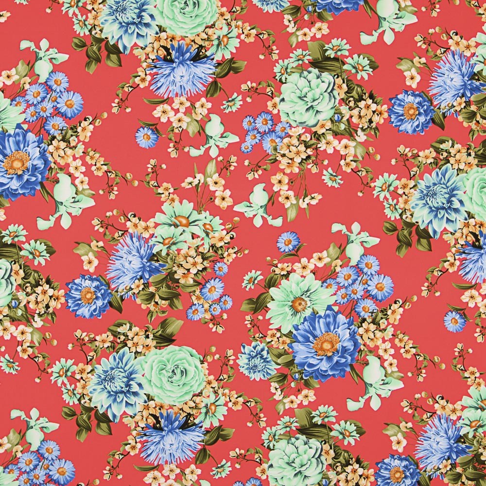 Crepe Florales Coral - Ribes y Casals