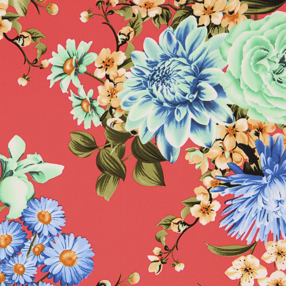 Crepe Florales Coral - Ribes y Casals