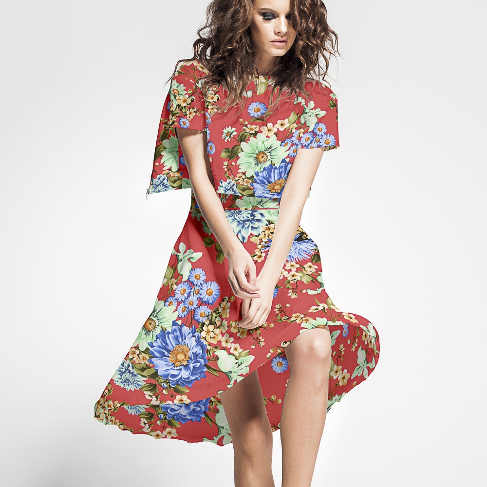 Crepe Florales Coral - Ribes y Casals