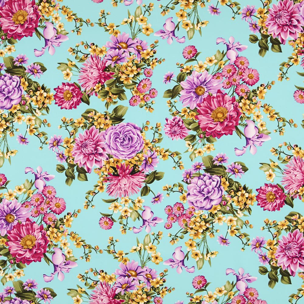 Crepe Florales Verde Agua - Ribes y Casals