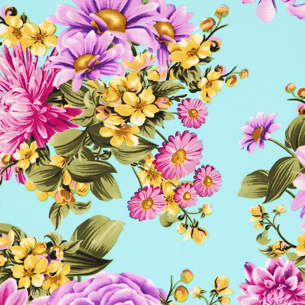 Crepe Florales Verde Agua - Ribes y Casals