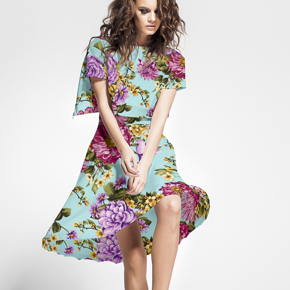 Crepe Florales Verde Agua - Ribes y Casals