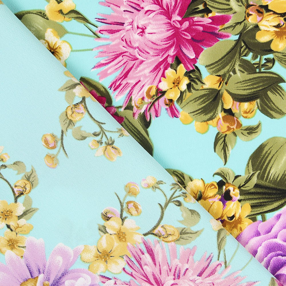 Crepe Florales Verde Agua - Ribes y Casals