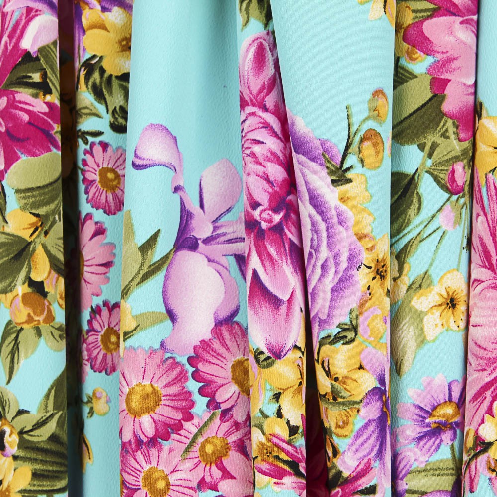 Crepe Florales Verde Agua - Ribes y Casals