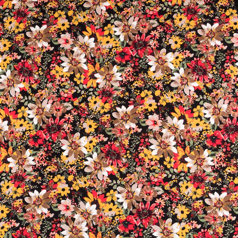 Crepe Flores Explosión Ocre - Ribes y Casals