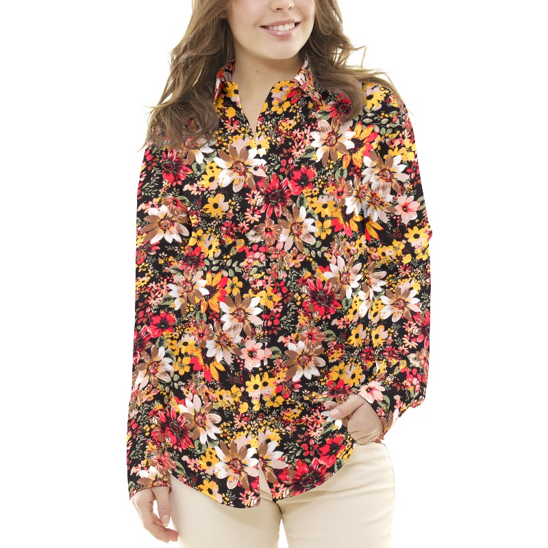 Crepe Flores Explosión Ocre - Ribes y Casals