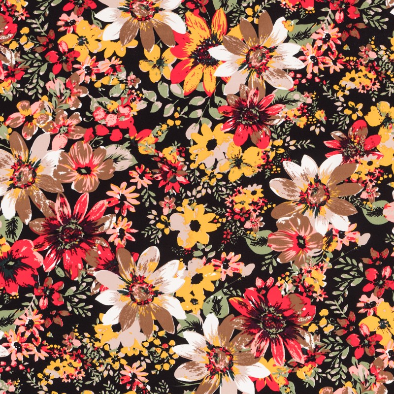 Crepe Flores Explosión Ocre - Ribes y Casals