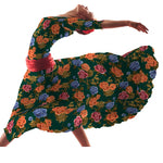 Crepe Flores Flamenca Esmeralda - Ribes y Casals