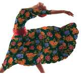 Crepe Flores Flamenca Esmeralda - Ribes y Casals