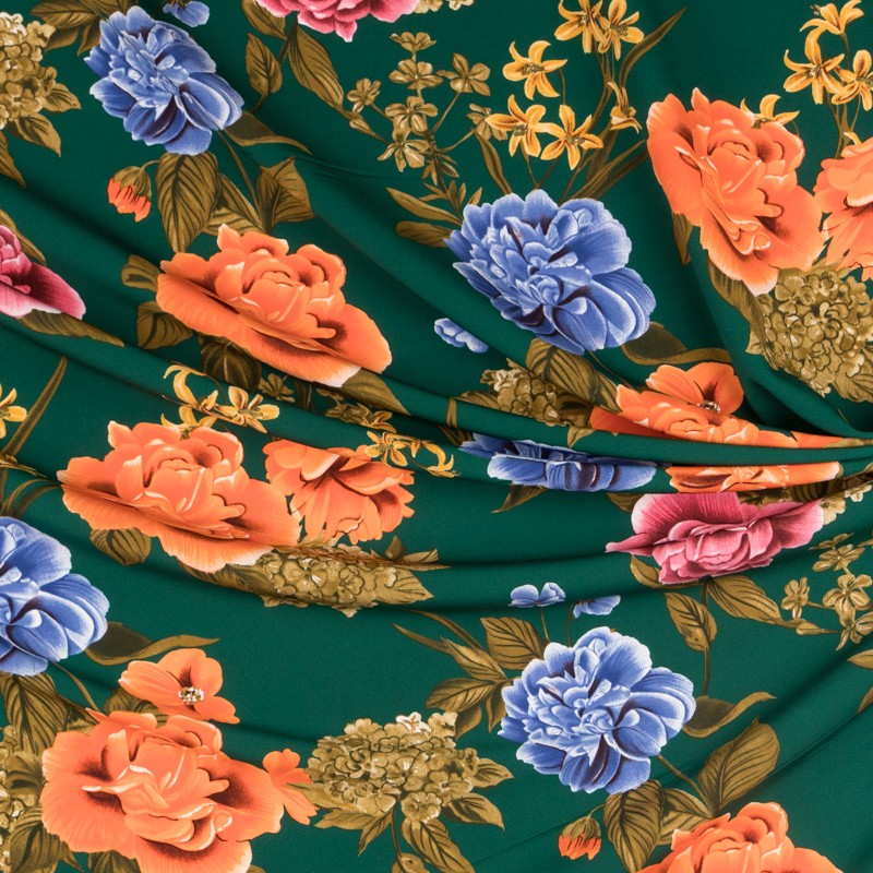 Crepe Flores Flamenca Esmeralda - Ribes y Casals