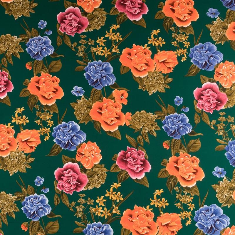 Crepe Flores Flamenca Esmeralda - Ribes y Casals