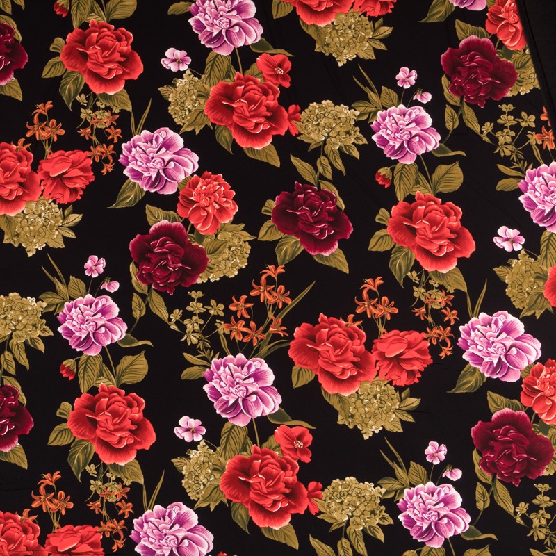 Crepe Flores Flamenca Negra - Ribes y Casals