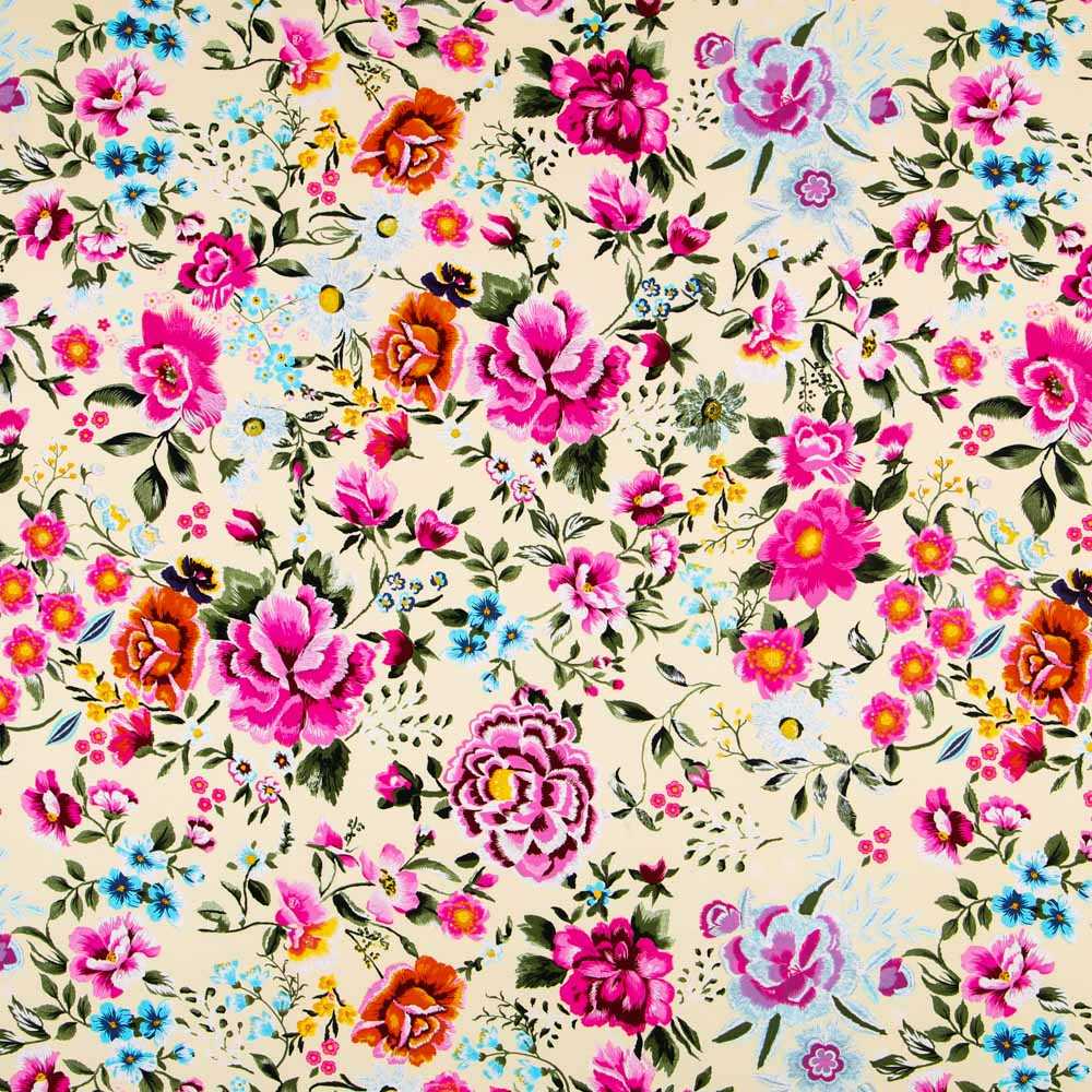 Crepe Flores Manila Cruda - Ribes y Casals