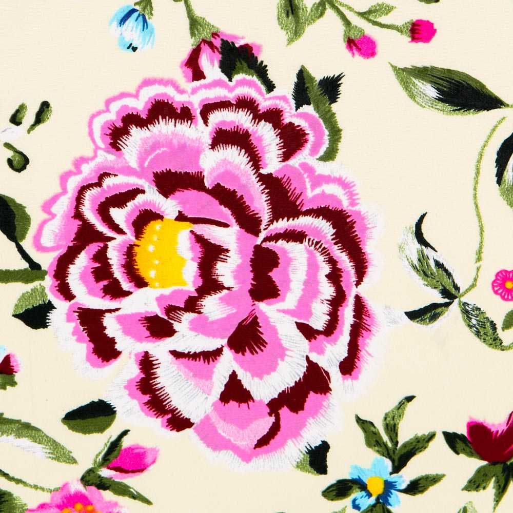 Crepe Flores Manila Cruda - Ribes y Casals