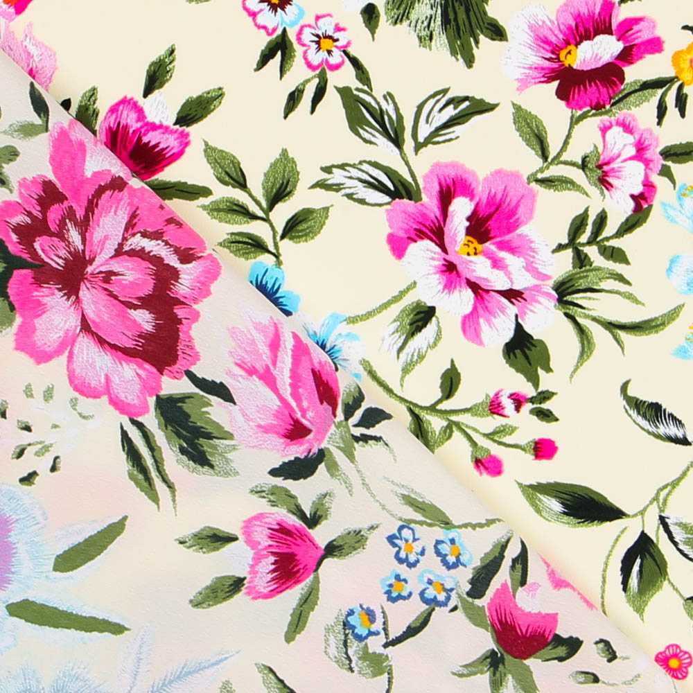 Crepe Flores Manila Cruda - Ribes y Casals