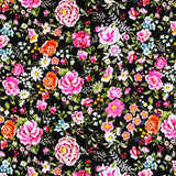 Crepe Flores Manila Negro - Ribes y Casals