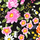 Crepe Flores Manila Negro - Ribes y Casals