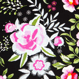 Crepe Flores Manila Negro - Ribes y Casals