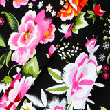 Crepe Flores Manila Negro - Ribes y Casals