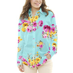 Crepe Flores Primavera Turquesa Claro - Ribes y Casals