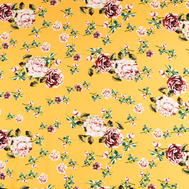 Crepe Flores Vintage Amarillo - Ribes y Casals