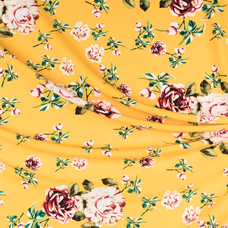 Crepe Flores Vintage Amarillo - Ribes y Casals