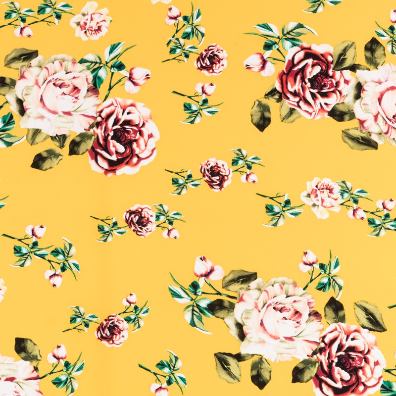 Crepe Flores Vintage Amarillo - Ribes y Casals