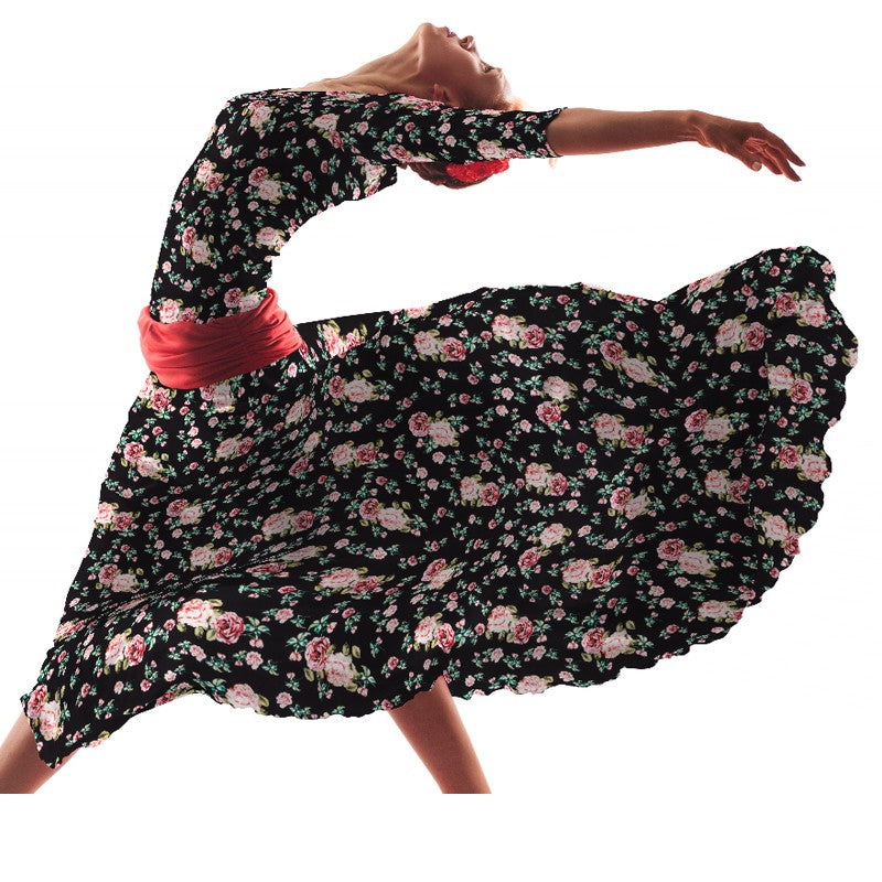 Crepe Flores Vintage Negra - Ribes y Casals