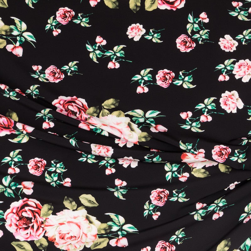 Crepe Flores Vintage Negra - Ribes y Casals