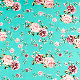 Crepe Flores Vintage Verde Agua - Ribes y Casals