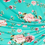 Crepe Flores Vintage Verde Agua - Ribes y Casals