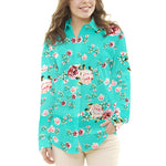 Crepe Flores Vintage Verde Agua - Ribes y Casals