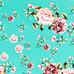 Crepe Flores Vintage Verde Agua - Ribes y Casals