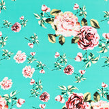 Crepe Flores Vintage Verde Agua - Ribes y Casals