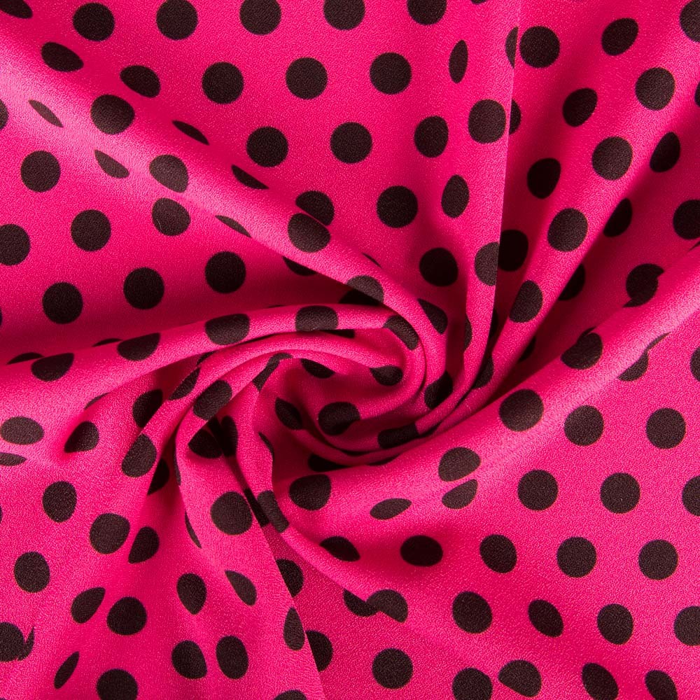 Crepe Gruesa Lunares Fuscia - Ribes y Casals