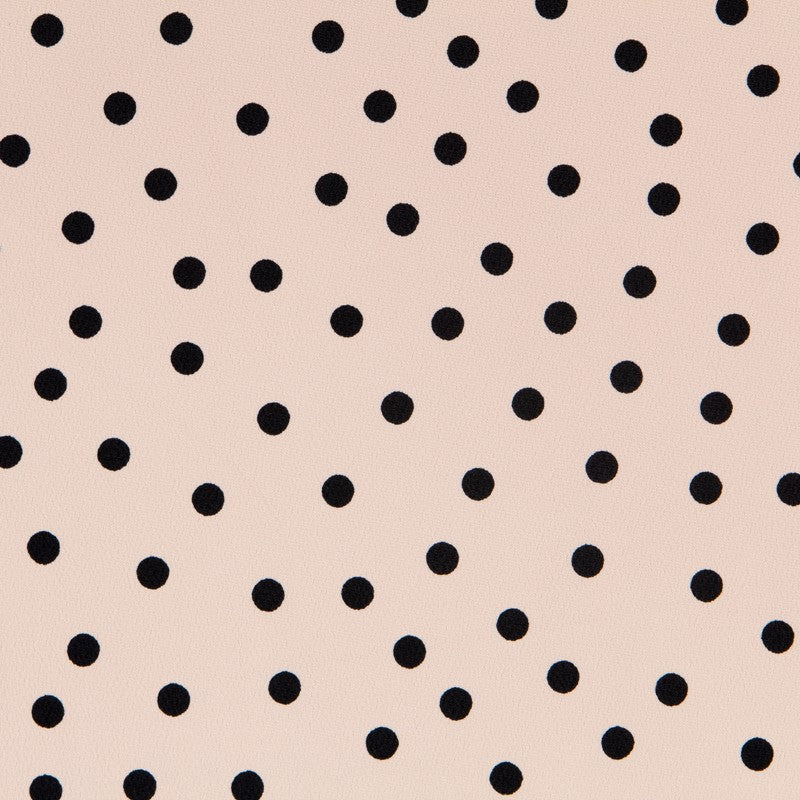 Crepe Lunares Beige 7mm Negro - Ribes y Casals