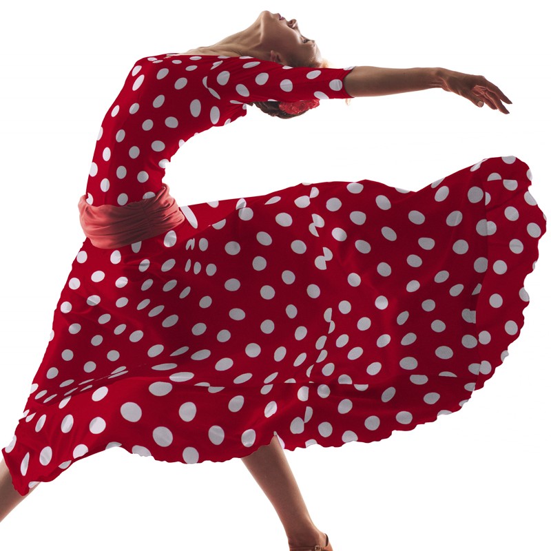 Crepe Lunares Blanco 35mm Rojo - Ribes y Casals