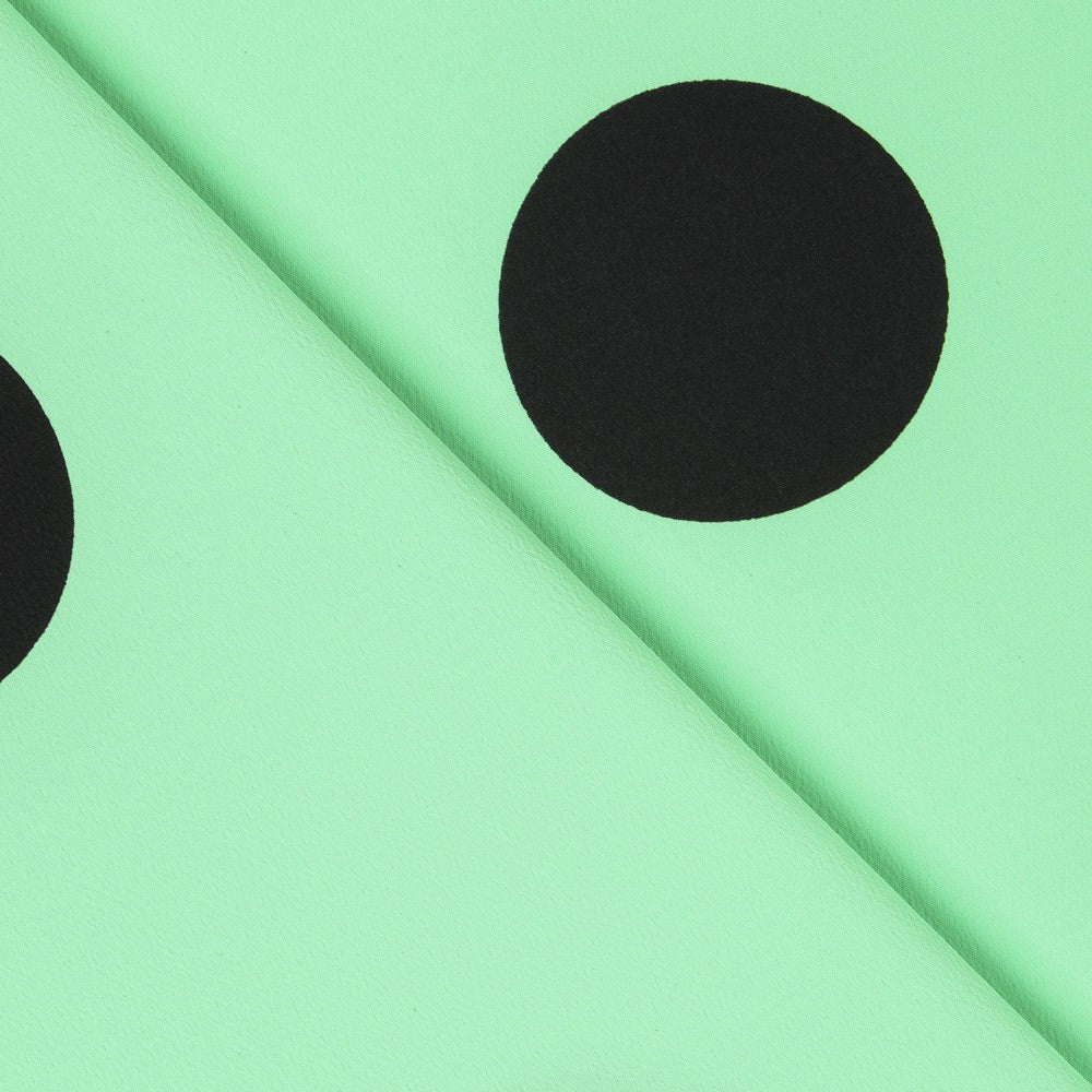 Crepe Lunares Negro 33mm Menta - Ribes y Casals
