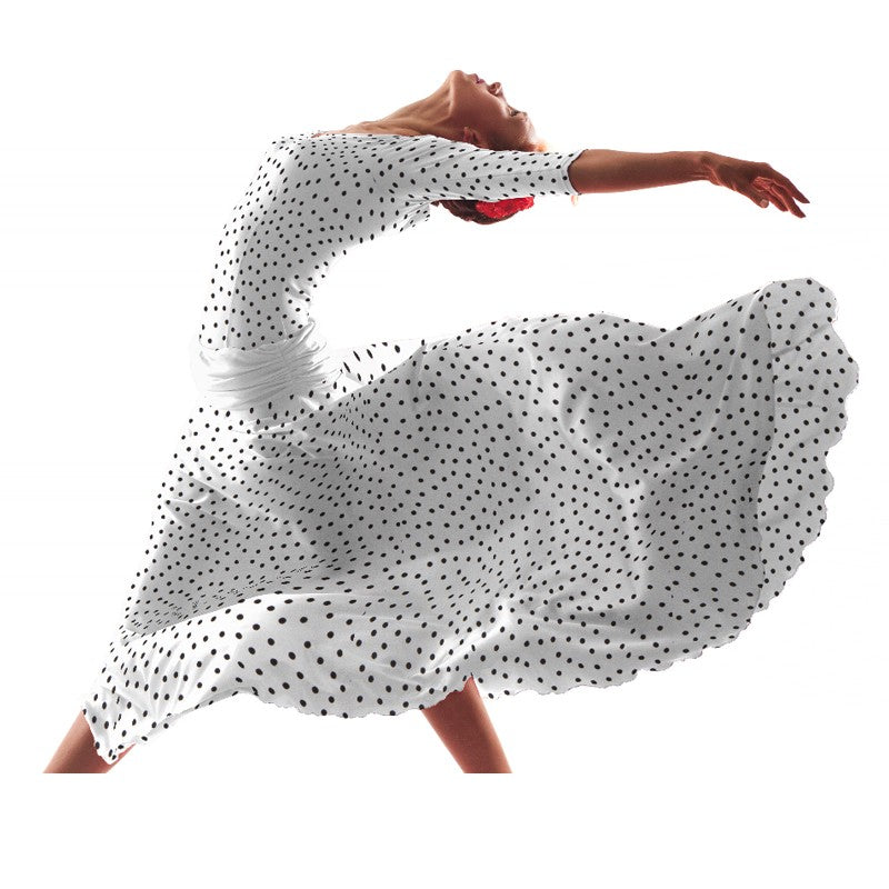 Crepe Lunares Negro 7mm Blanco - Ribes y Casals