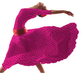 Crepe Lunares Negro 7mm Ciclamen - Ribes y Casals