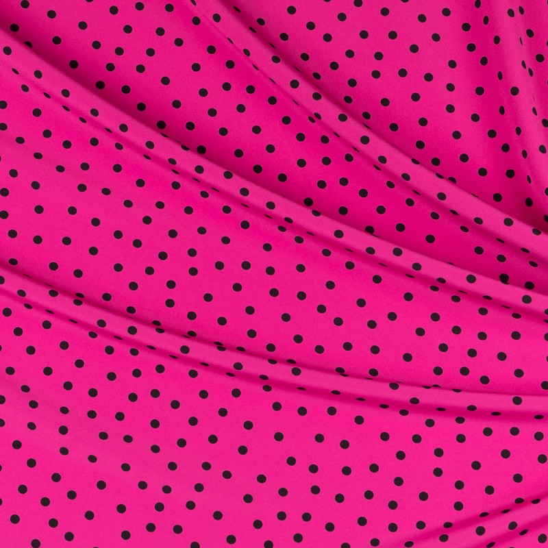 Crepe Lunares Negro 7mm Ciclamen - Ribes y Casals