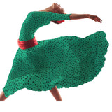 Crepe Lunares Negro 7mm Verde - Ribes y Casals