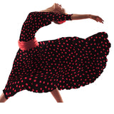 Crepe Lunares Rojo 17mm Negro - Ribes y Casals