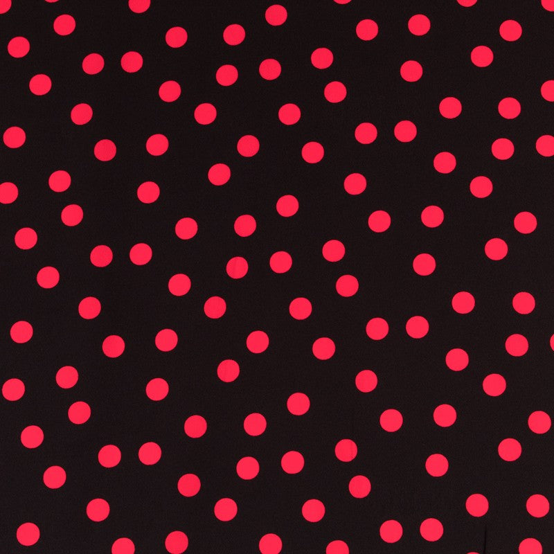 Crepe Lunares Rojo 17mm Negro - Ribes y Casals