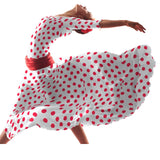 Crepe Lunares Rojo 33mm Blanco - Ribes y Casals