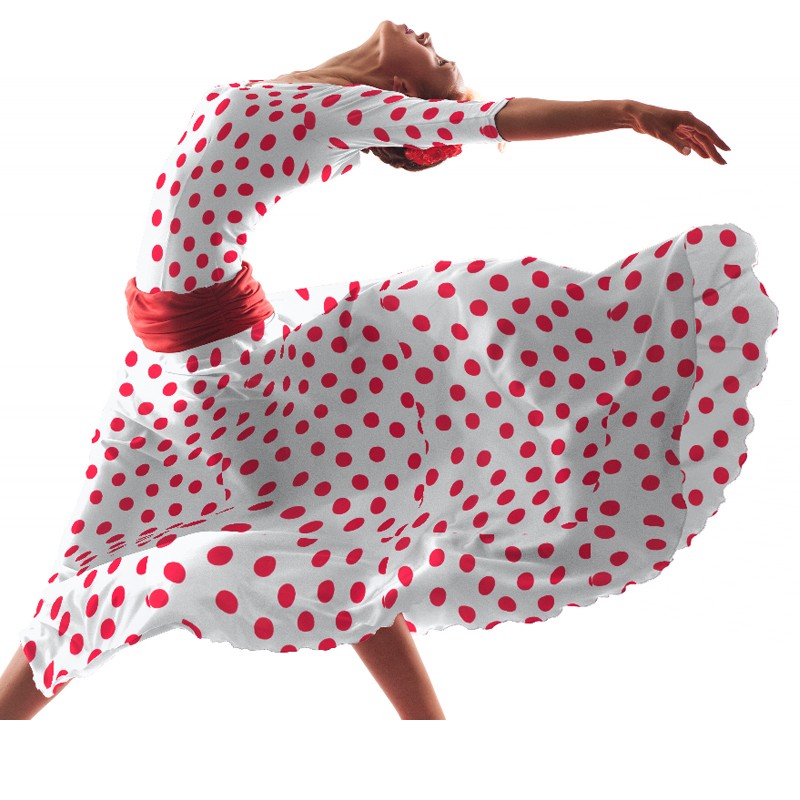 Crepe Lunares Rojo 33mm Blanco - Ribes y Casals