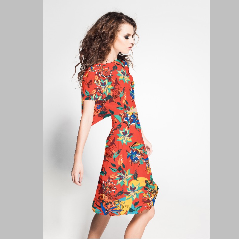 Crepe Marco Floral Naranja - Ribes y Casals