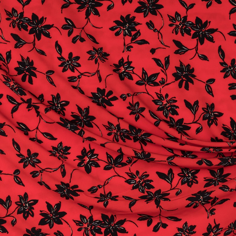 Crepe Marrocain Floral Roja - Ribes y Casals